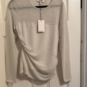 Robert Rodriguez Textured Long Sleeve Top with Side Ruching